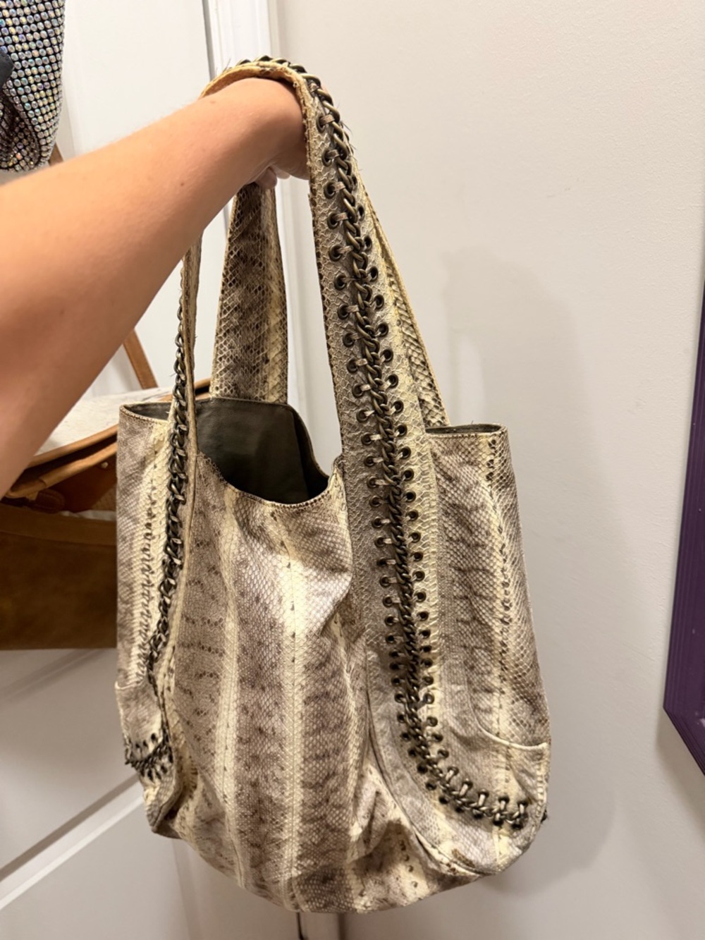 Beirn snakeskin tote